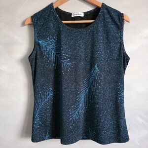 Iridescent Midnight Blue Black Shimmer Tank Sparkly Glittery
